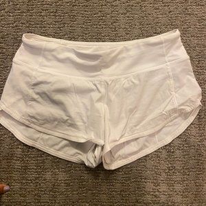 white lululemon speed up shorts